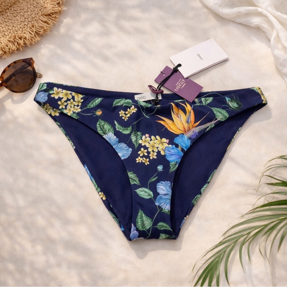 New! Onia Deep Blue Ashley Liberty Paradise Bay Bikini Bottom XL 38014